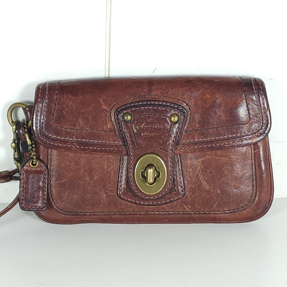 Coach Legacy 65th Anniversary Brown Leather Mini Flap Wristlet Wallet Bag - Picture 2 of 16